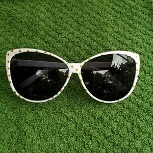 Sunglasses white with gold polka dots
